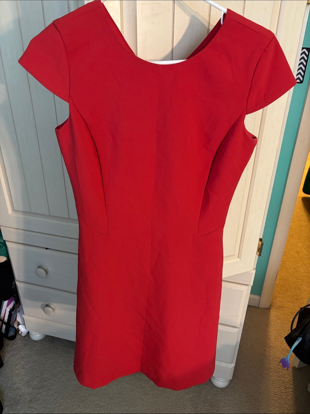 Dalia Red Cap-Sleeve Sheath Dress